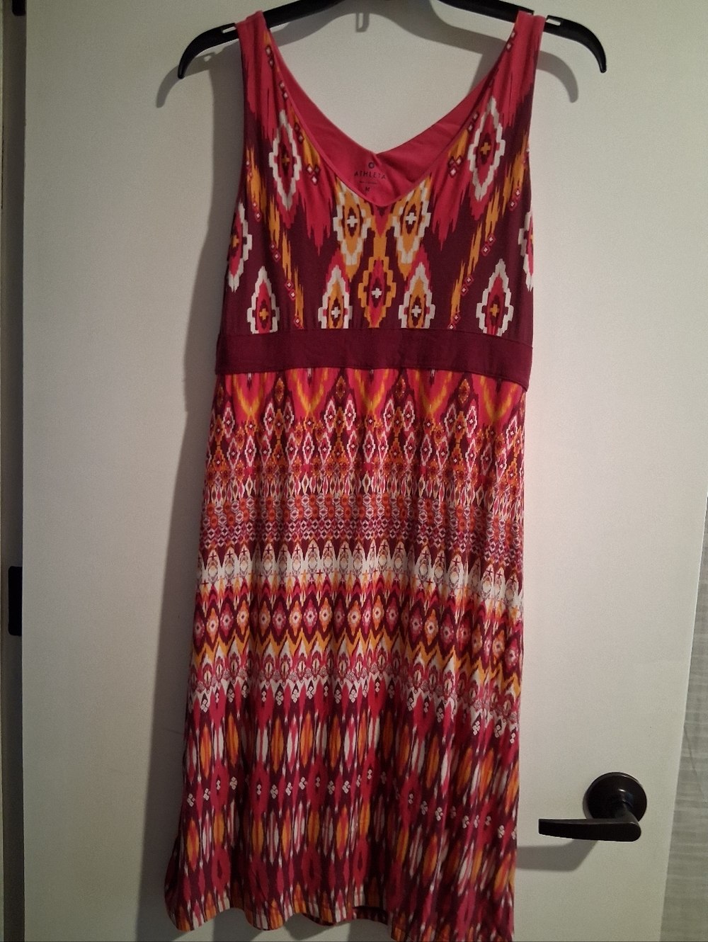 Athleta Women's Red Aztec Patterned Sleeveless Dress